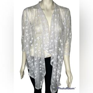 NWT SML Sport White Star Mesh Cardigan Size Med